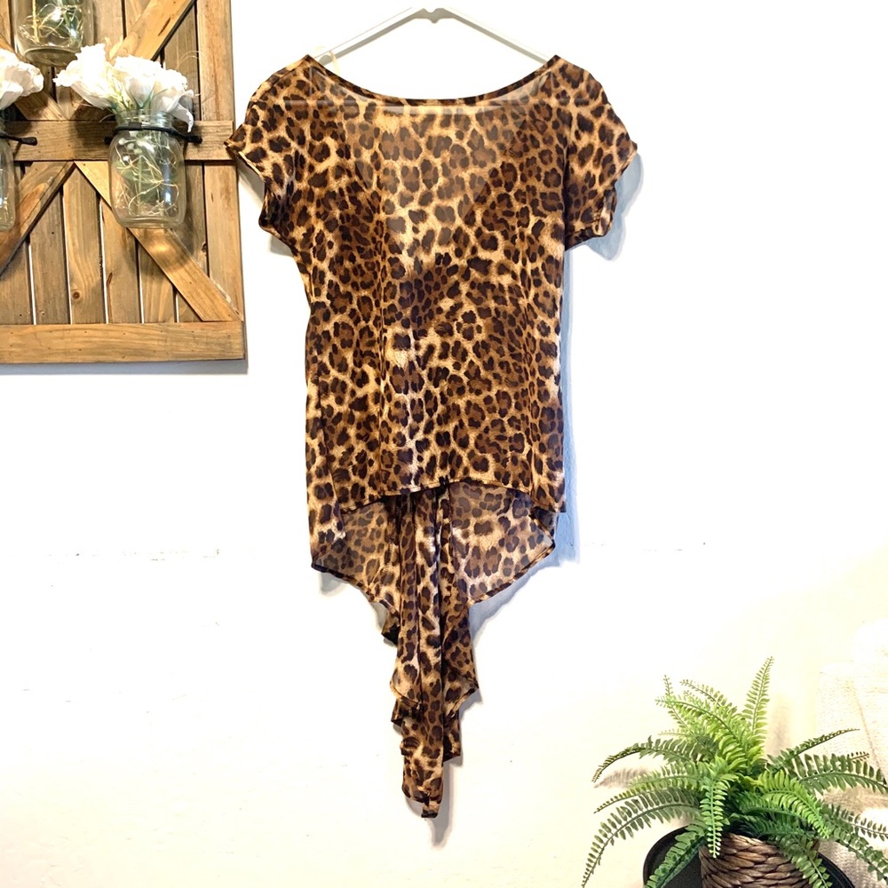 Cheetah print top with train